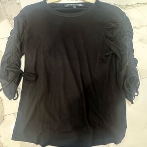 Veronica Beard Black Gathered Sleeve Blouse